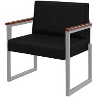 Conjunto Sofá 2 Lugares E 1 Poltrona Niterói Couro Preto Em Metal Champanhe - 6