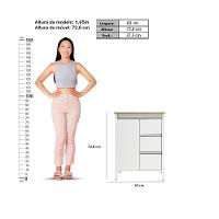 Gabinete Armário Banheiro Ditália 3 Gavetas Bn-08 Branco - 5