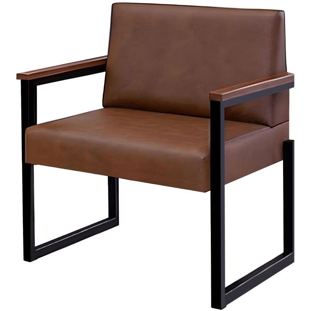 Conjunto Sofá 2 Lugares E 2 Poltronas Niterói Couro Marrom Em Metal Preto - 6