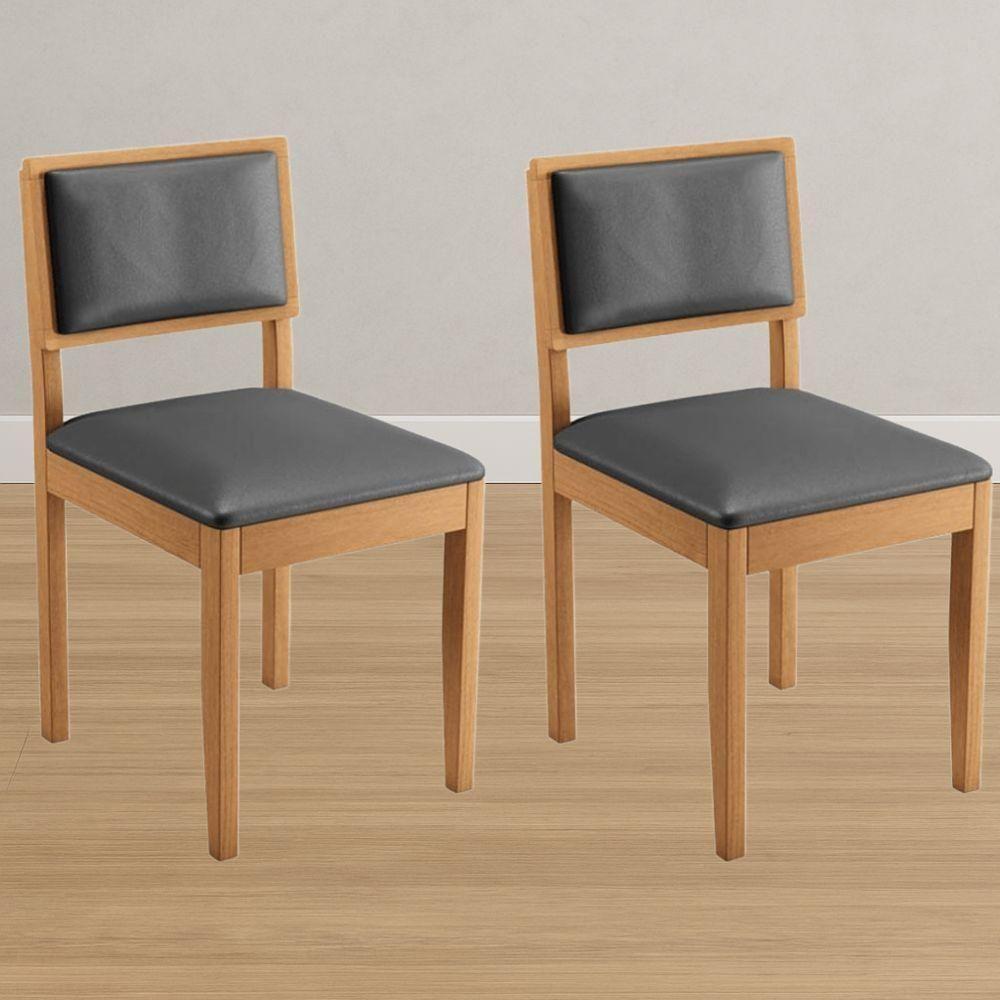 Conjunto 2 Cadeiras Jade 04 Veludo Cinza Pés Em Madeira Jcm - 2