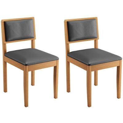 Conjunto 2 Cadeiras Jade 04 Veludo Cinza Pés Em Madeira Jcm