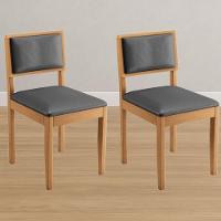 Conjunto 2 Cadeiras Jade 04 Veludo Cinza Pés Em Madeira Jcm - 2