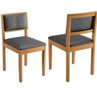 Conjunto 2 Cadeiras Jade 04 Veludo Cinza Pés Em Madeira Jcm