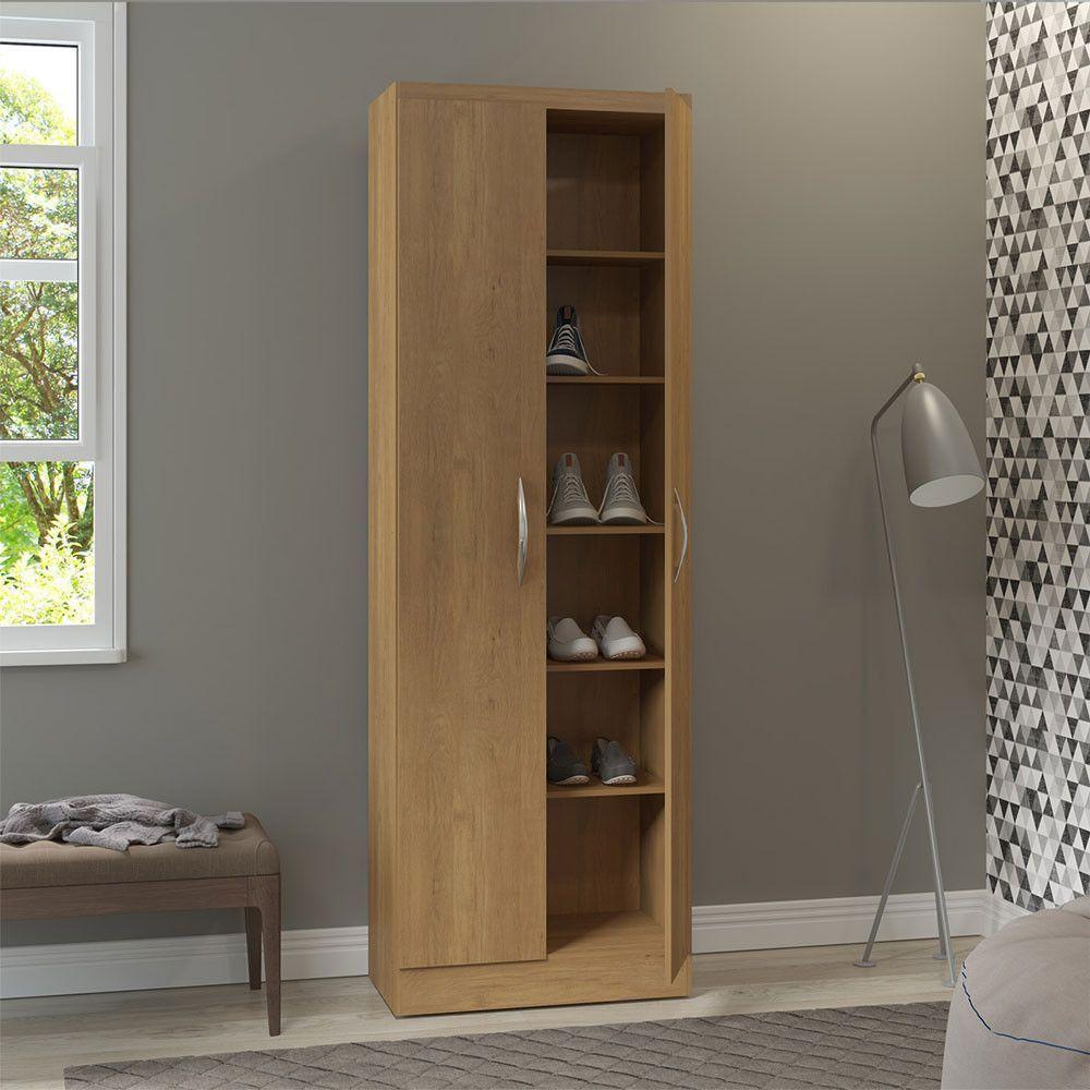 Armário Multiuso Com 2 Portas 61x182cm Mdp Menu Móveis Carvalho - 1