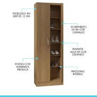 Armário Multiuso Com 2 Portas 61x182cm Mdp Menu Móveis Carvalho - 2