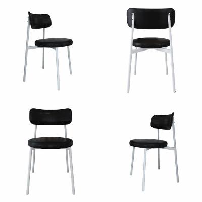 4 Unidades Cadeira Kyta Fixa C-4 Pés 50 X 44,7 X 83,8 Cm Pés Brancos. Courino Preto Courino Preto