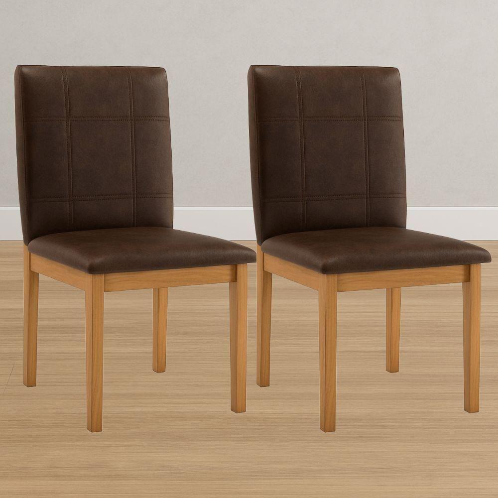 Conjunto 2 Cadeiras ágata Verona Chocolate Pés Em Madeira Jcm - 2