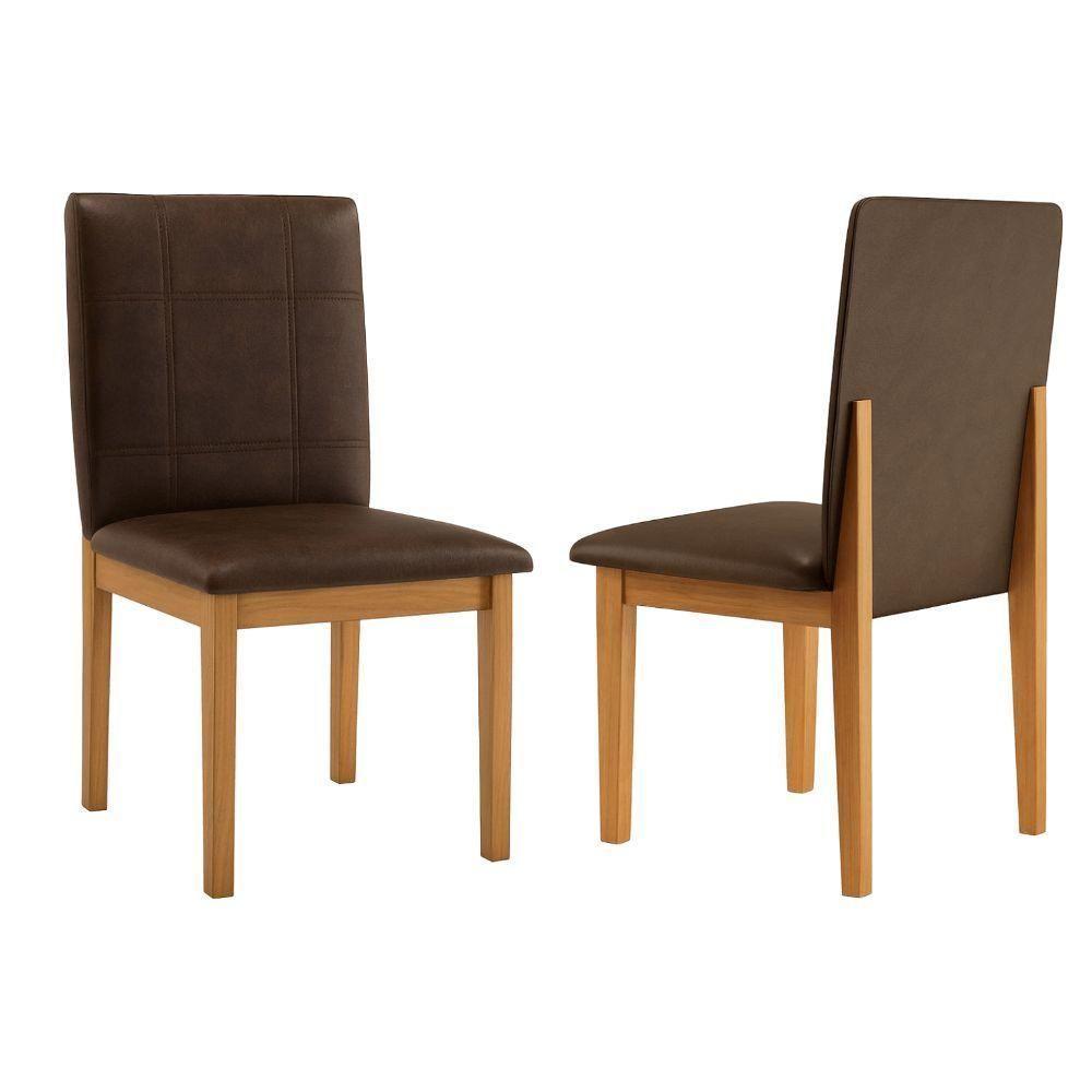 Conjunto 2 Cadeiras ágata Verona Chocolate Pés Em Madeira Jcm - 4