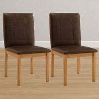 Conjunto 2 Cadeiras ágata Verona Chocolate Pés Em Madeira Jcm - 2