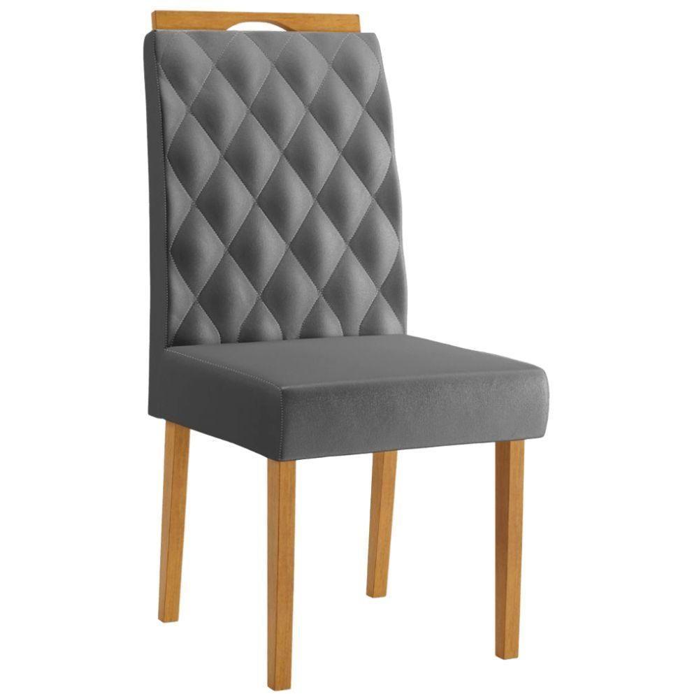 Conjunto 2 Cadeiras Rubi Veludo Cinza Pés Em Madeira Jcm - 4