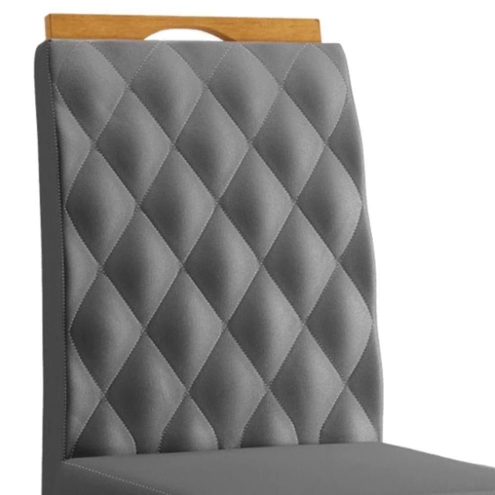 Conjunto 2 Cadeiras Rubi Veludo Cinza Pés Em Madeira Jcm - 5