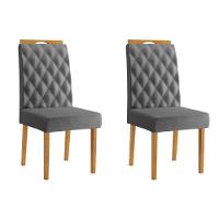 Conjunto 2 Cadeiras Rubi Veludo Cinza Pés Em Madeira Jcm - 1