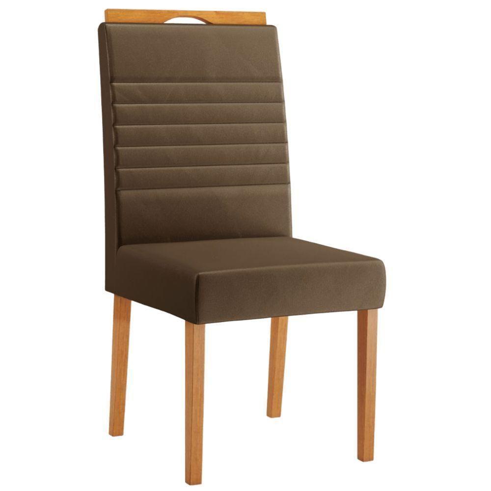 Conjunto 2 Cadeiras Horizonte Veludo Marrom Pés Em Madeira Jcm - 4