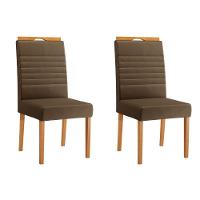 Conjunto 2 Cadeiras Horizonte Veludo Marrom Pés Em Madeira Jcm - 1