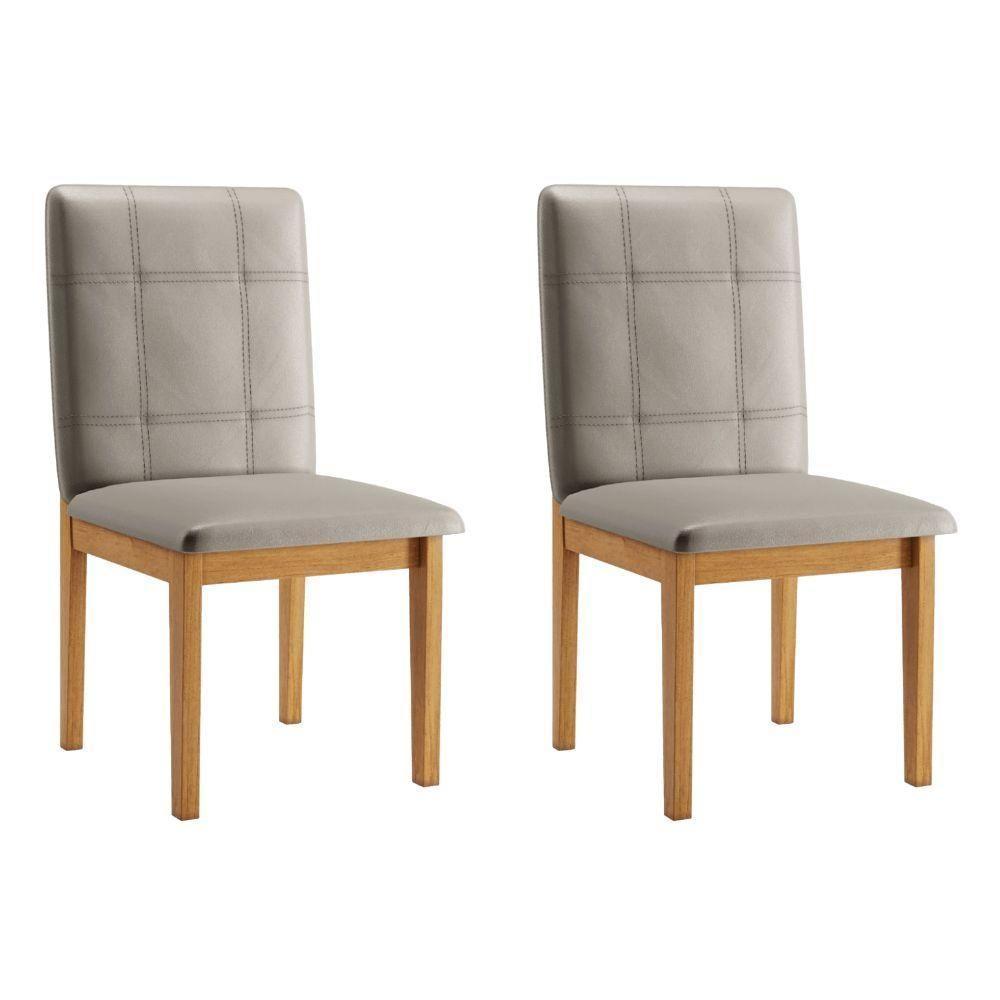 Conjunto 2 Cadeiras ágata Veludo Bege Pés Em Madeira Jcm - 1