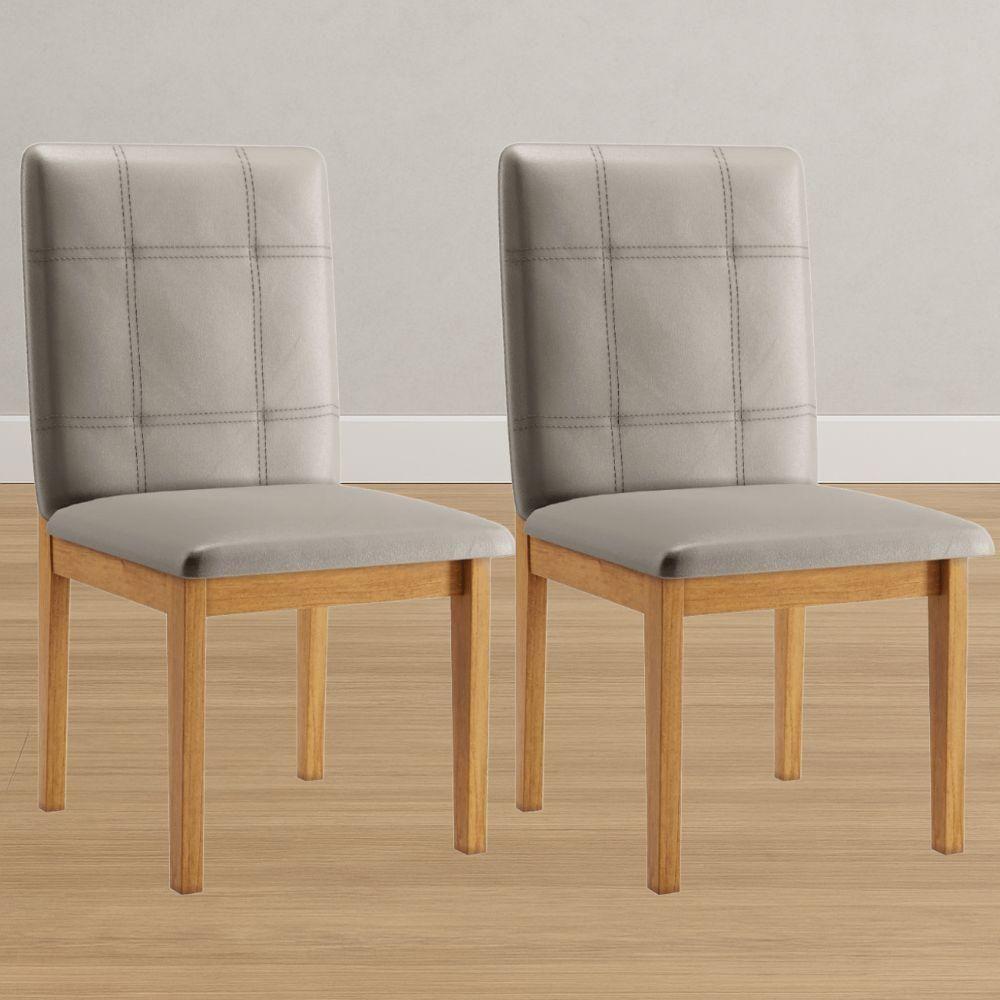 Conjunto 2 Cadeiras ágata Veludo Bege Pés Em Madeira Jcm - 2