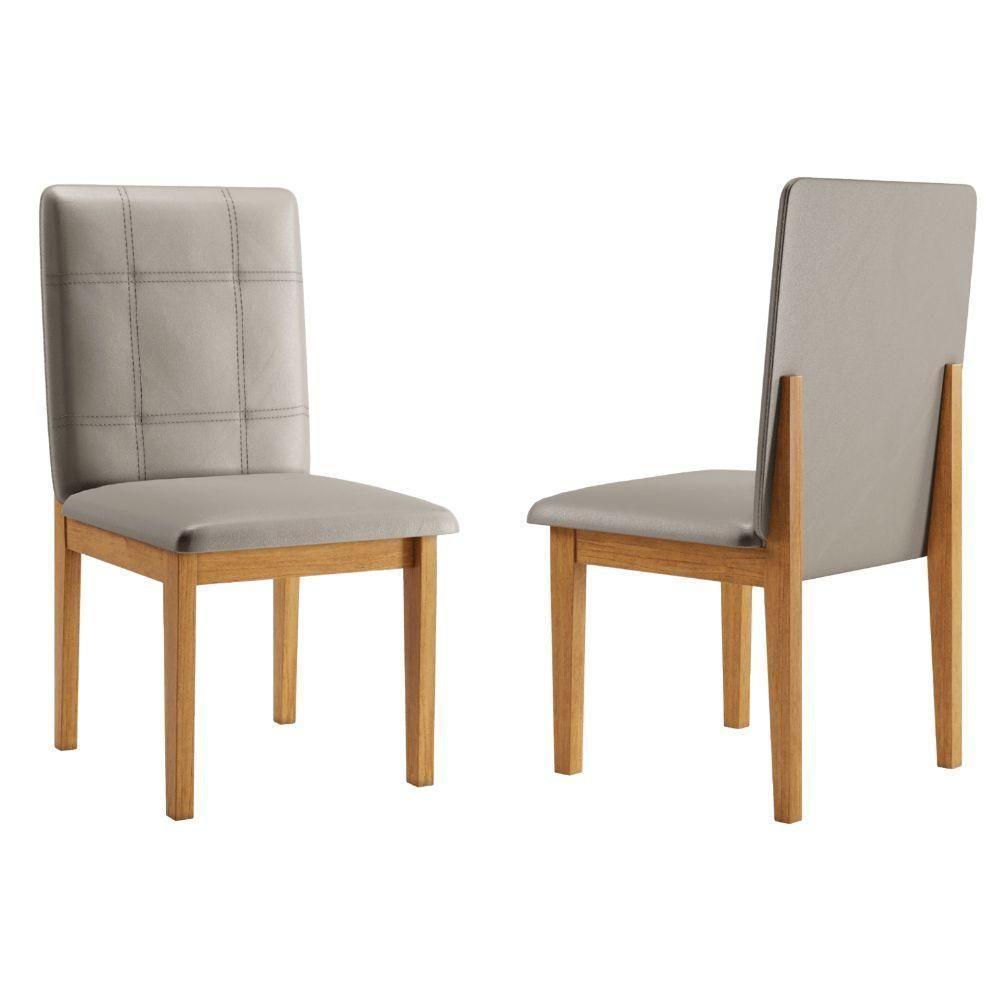 Conjunto 2 Cadeiras ágata Veludo Bege Pés Em Madeira Jcm - 4