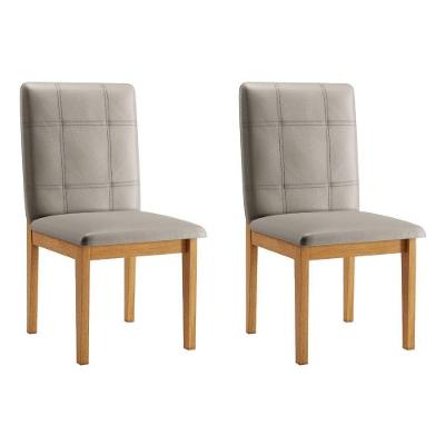 Conjunto 2 Cadeiras ágata Veludo Bege Pés Em Madeira Jcm