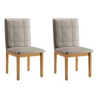 Conjunto 2 Cadeiras ágata Veludo Bege Pés Em Madeira Jcm - 1