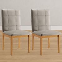 Conjunto 2 Cadeiras ágata Veludo Bege Pés Em Madeira Jcm - 2