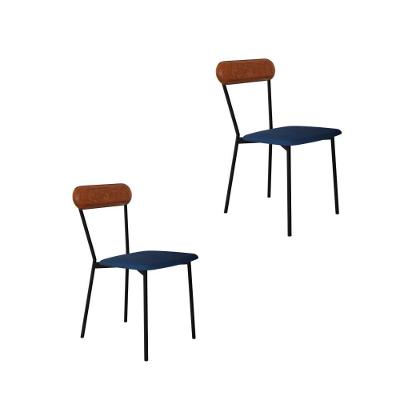 Cadeira Vintage Emília Fixa C-4 Pes 450 X 505 X 810 Mm C-2 Un.cy.az.jeans-cn.cml Azul Jeans-cn.caramelo