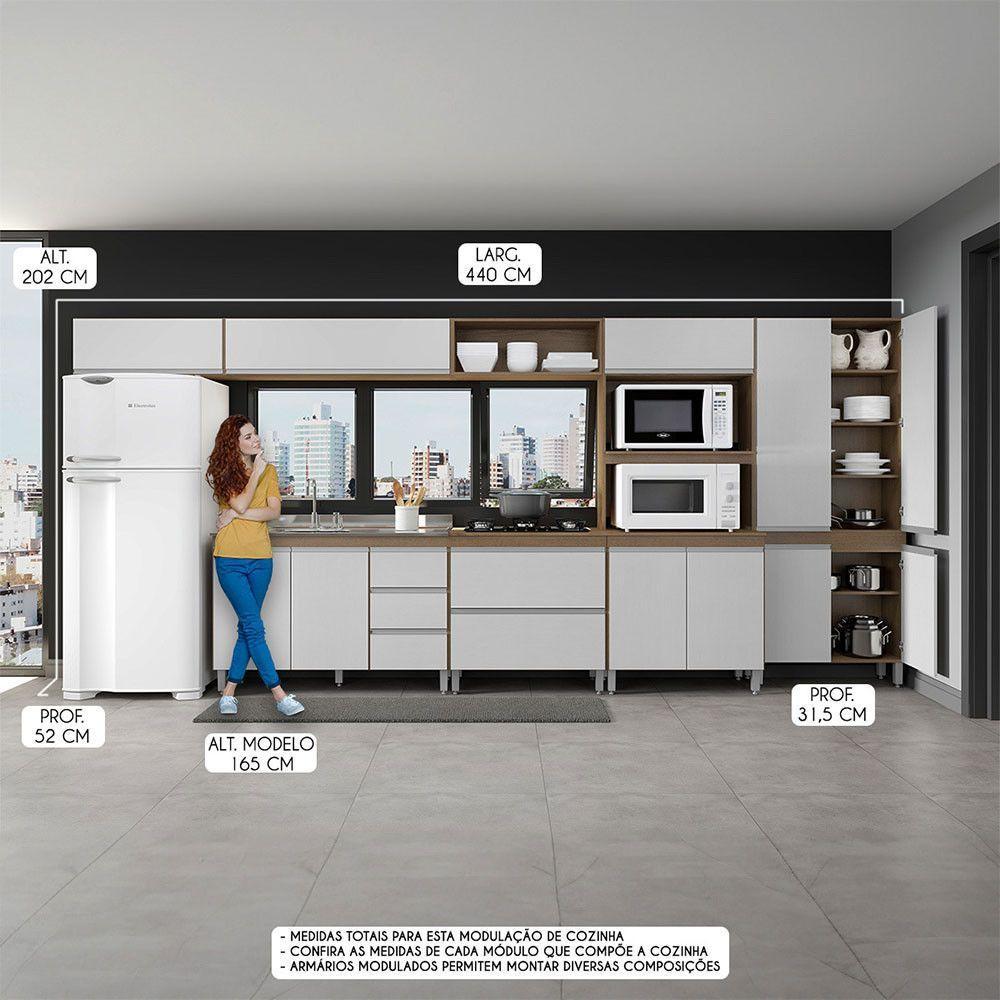 Armário Cozinha Modulado Completo 7 Peças Mdp Menu Móveis Branco - 2