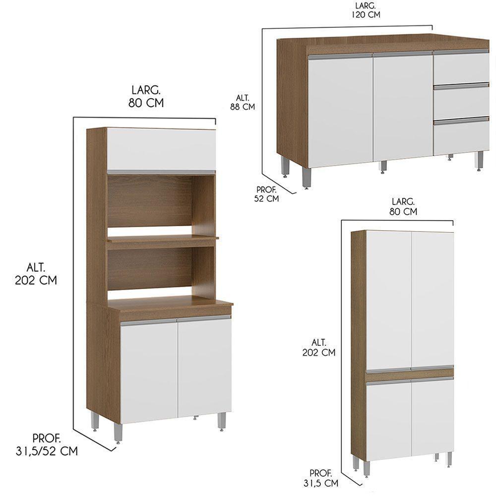 Armário Cozinha Modulado Completo 7 Peças Mdp Menu Móveis Branco - 4