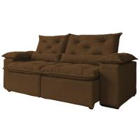 Sofá Retrátil Reclinável Porto Veludo Marrom 2 M - 1