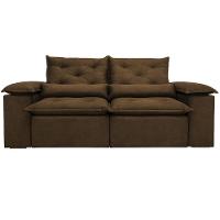 Sofá Retrátil Reclinável Porto Veludo Marrom 2 M