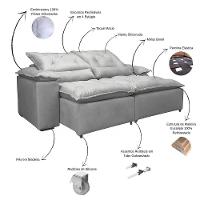 Sofá Retrátil Reclinável Porto Veludo Marrom 2 M - 7