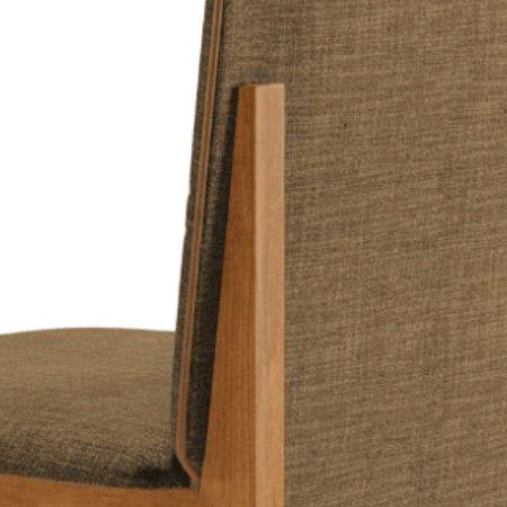 Conjunto 2 Cadeiras ágata Linho Marrom Com Botões Pés Em Madeira Jcm - 8