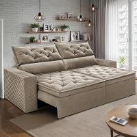 Sofá Retrátil E Reclinável 2,30m Essence Velusoft Bege Cama Inbox - 1