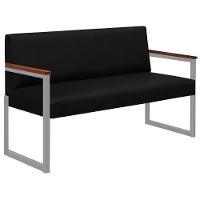 Conjunto 2 Sofás De 2 Lugares Niterói Couro Preto Em Metal Champanhe - 5