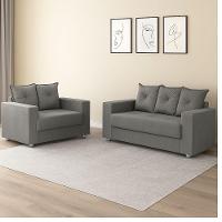 Conjunto Sofá 2 E 3 Lugares Palermo Veludo Cinza - 2