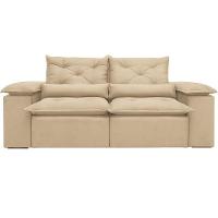 Sofá Retrátil Reclinável Porto Veludo Bege 2 M