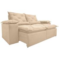 Sofá Retrátil Reclinável Porto Veludo Bege 2 M - 5