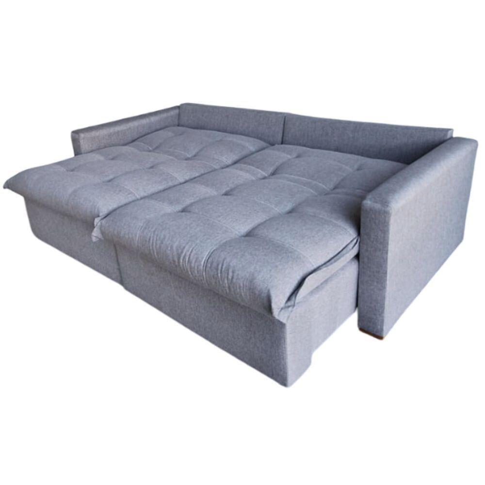Sofá Cama Retrátil E Reclinável Dallas Linho Cinza 2,64 M - 2