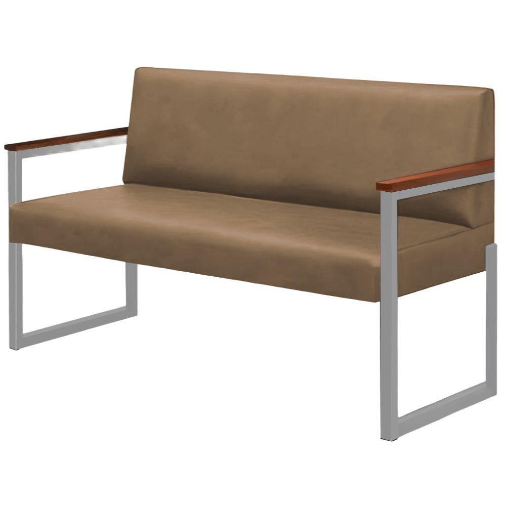 Conjunto Sofá 2 Lugares E 2 Poltronas Niterói Couro Bege Em Metal Champanhe - 5