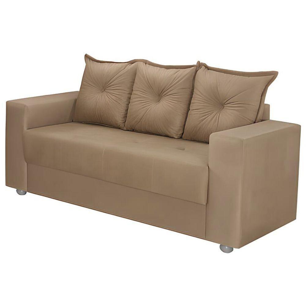 Conjunto Sofá 2 E 3 Lugares Palermo Veludo Cappuccino - 5