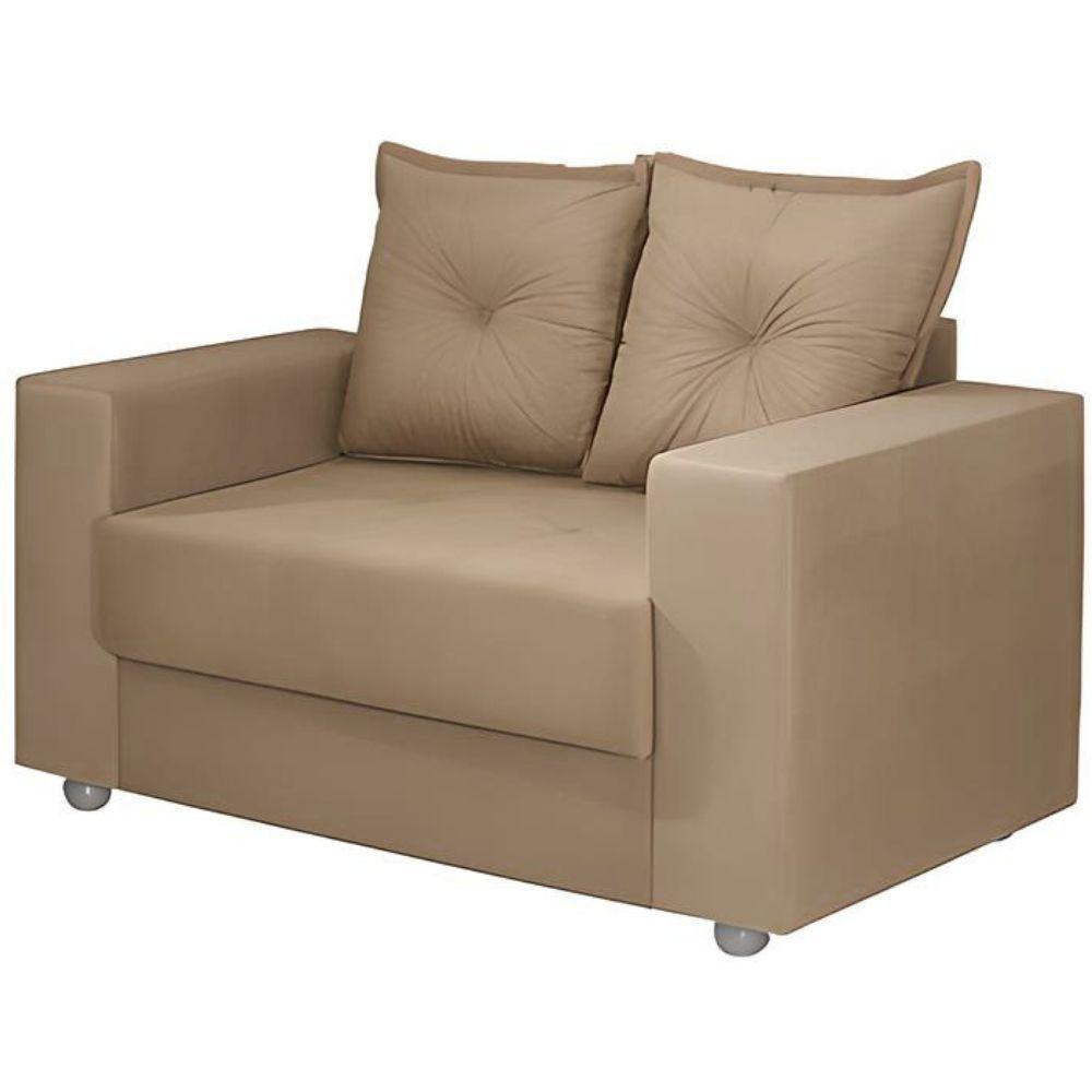 Conjunto Sofá 2 E 3 Lugares Palermo Veludo Cappuccino - 6