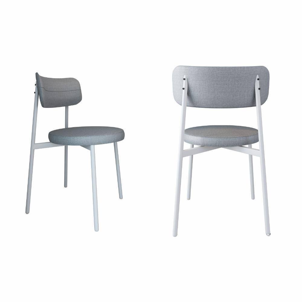 2 Unidades Cadeira Kyta Fixa C-4 Pés 50 X 44,7 X 83,8 Cm Pés Brancos. Corriente Cinza Claro Corriente Cinza Claro - 1