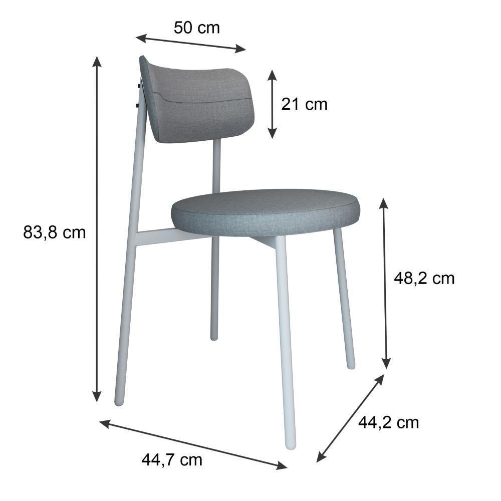 2 Unidades Cadeira Kyta Fixa C-4 Pés 50 X 44,7 X 83,8 Cm Pés Brancos. Corriente Cinza Claro Corriente Cinza Claro - 6