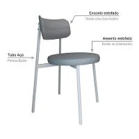 2 Unidades Cadeira Kyta Fixa C-4 Pés 50 X 44,7 X 83,8 Cm Pés Brancos. Corriente Cinza Claro Corriente Cinza Claro - 3