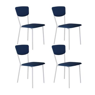 Cadeira Vintage Retrô Fixa C-4 Pés 425 X 505 X 830 Mm C-4 Un. Pés Brancos. Cy.azul Jeans Azul Jeans City