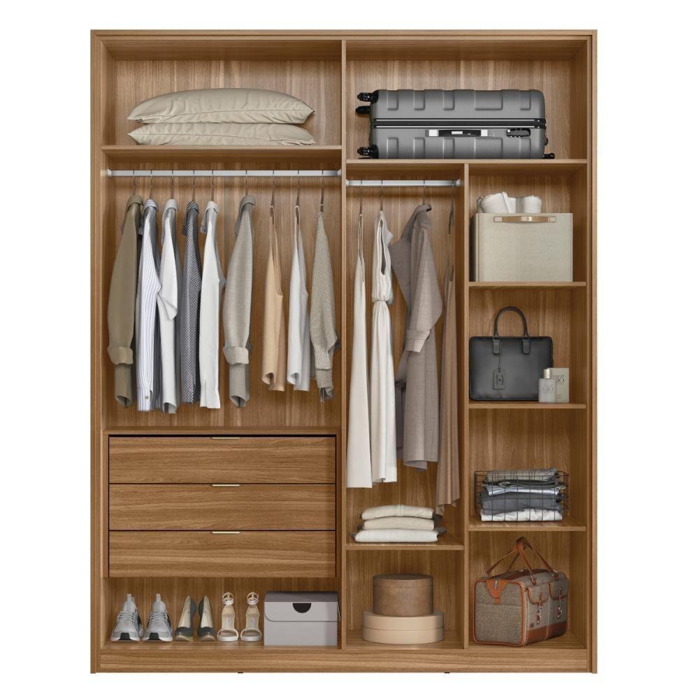 Guarda Roupa Casal 4 Portas 3 Gavetas Attore Amendola/grafito Démobile - 3