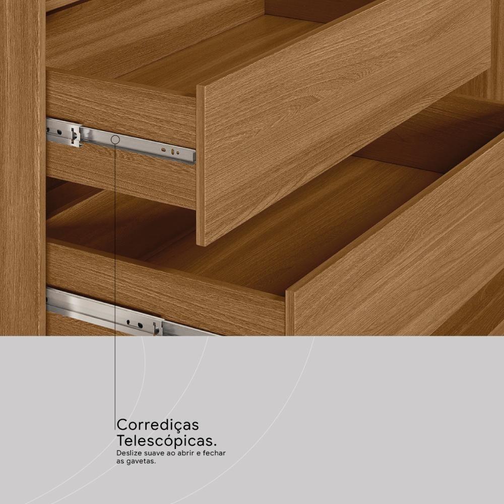 Guarda Roupa Casal 4 Portas 3 Gavetas Attore Amendola/grafito Démobile - 5