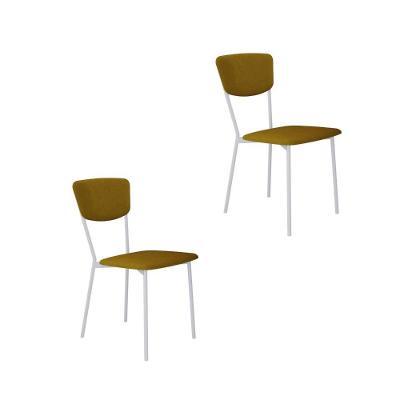Cadeira Vintage Retrô Fixa C-4 Pés 425 X 505 X 830 Mm C-2 Un. Pés Brancos. Cy.mostarda Mostarda City