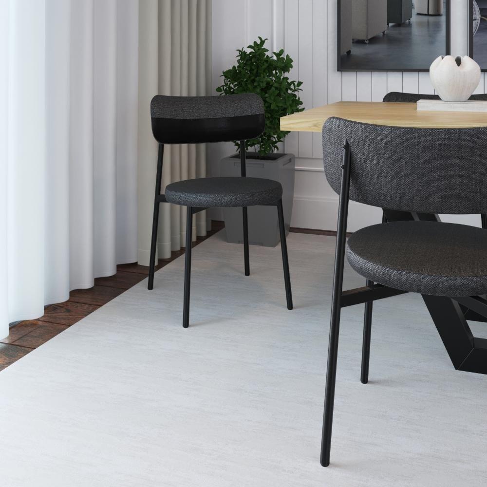 Cadeira Kyta Fixa C-4 Pés 50 X 44,7 X 83,8 Cm. Corriente Grafite-courino Preto Corriente Grafite-courino Preto - 2