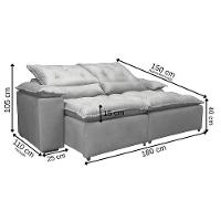 Sofá Retrátil Reclinável Porto Veludo Bege 1,80 M - 3