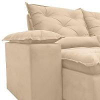 Sofá Retrátil Reclinável Porto Veludo Bege 1,80 M - 6